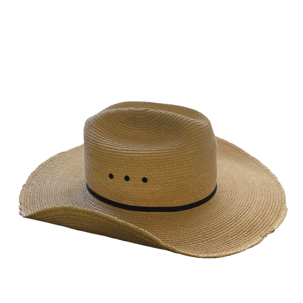 Larry Mahan x Milano Collection Cowboy Straw‎ Wide Brim Hat Sz 7 Sun Western USA